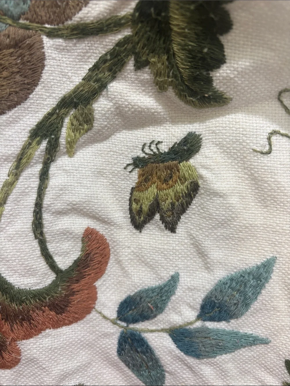 Pottery Barn Floral embroidered pillow cover